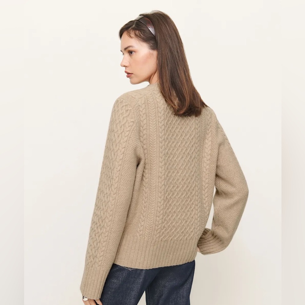 Reformation Calloway Regenerative Wool Crew Sweater - Linen Cable NWT - Picture 3 of 5